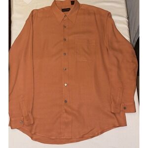 Johnston & Murphy Long Sleeve Rust  Men's Pocket Button Down Shirt Sz XLarge
